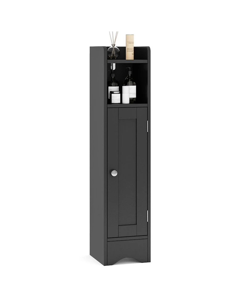 Slickblue Slim Floor Bathroom Cabinet with 1 Door and Shelves