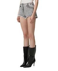 Pcfg Women's Faded Distressed Denim Super Mini Shorts