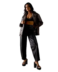 Warehouse Women's Oversized Whipstitch Leather Look Jacket