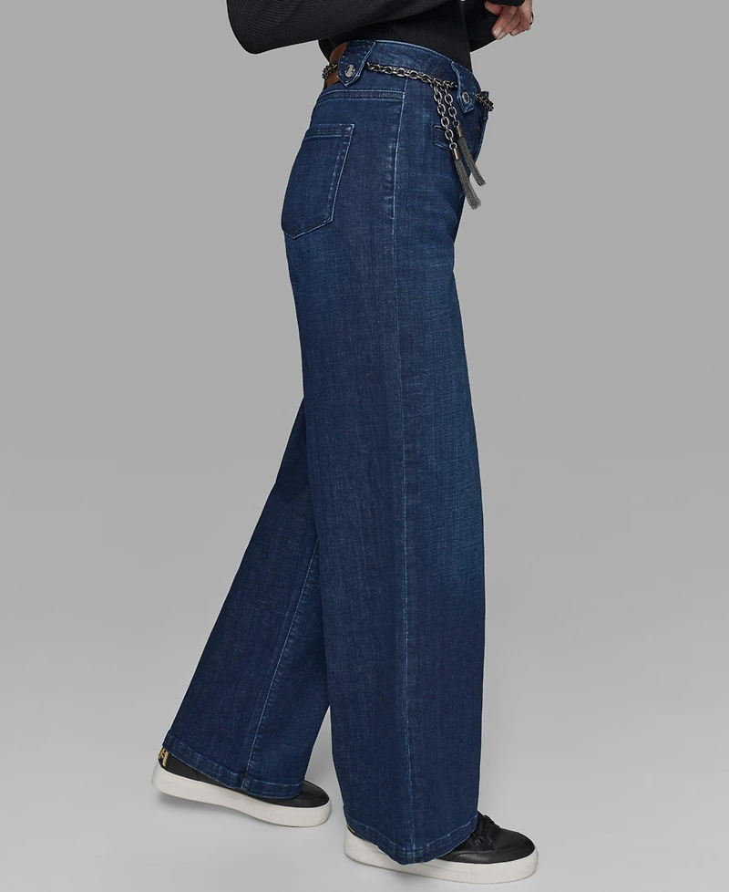 Karl Lagerfeld Paris Women's Denim Wide-Leg Jeans