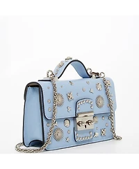 Susu Small Leather Crossbody Bag Studded Purse Top Handle Structured Handbag
