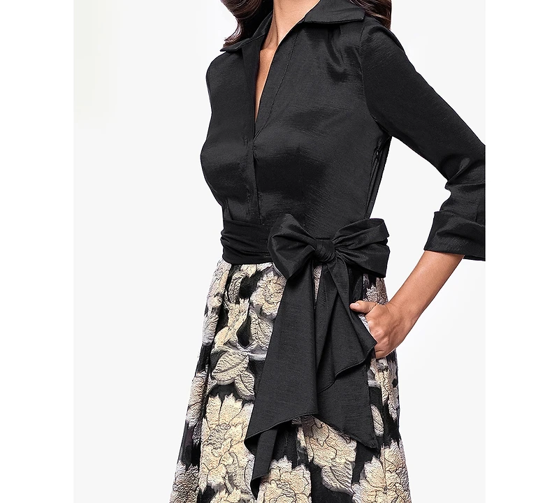 Betsy & Adam Women's Collared Long-Sleeve Shirt Dress