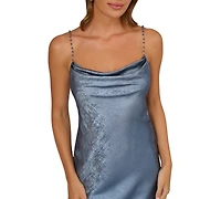 Adrianna Women's Cowl Neck Foiled Long Dress