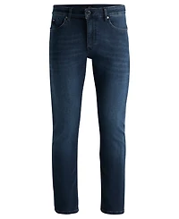 Boss by Hugo Boss Men's Blue Knitted Stretch Denim Slim-Fit Jeans