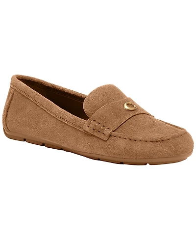 Coach Women's Sculpted C Round Toe Suede Driver Loafers
