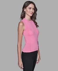 Karl Lagerfeld Paris Women's Ruffled Rib-Knit Sleeveless Top