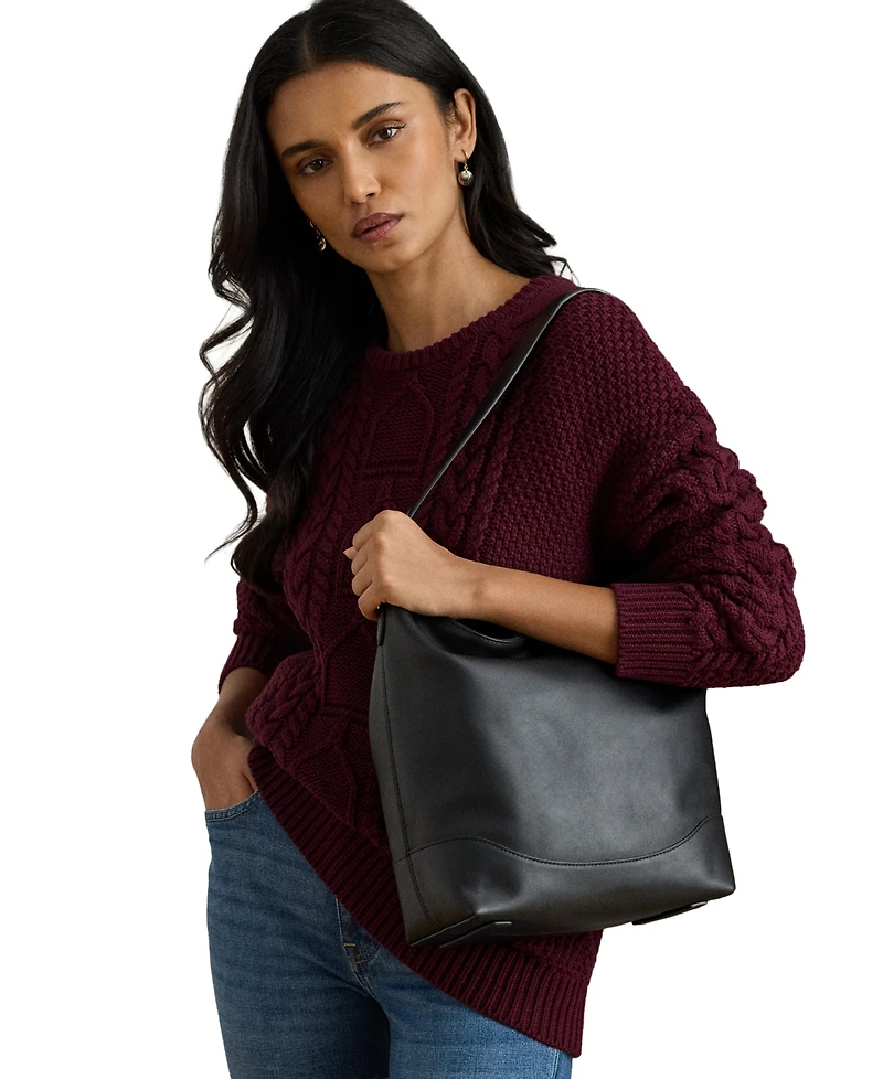 Lauren Ralph Smooth Leather Tasha Bucket Bag