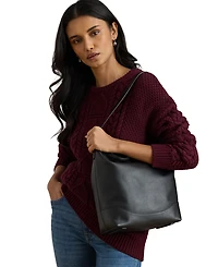 Lauren Ralph Smooth Leather Tasha Bucket Bag