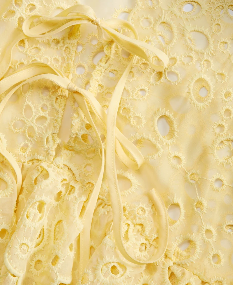 On 34th Women's Woven Long-Sleeve Cut-Work Blouse, Macy's Exclusive