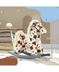 Qaba Rocking Horse, Horse Rocker with Rabbit Toy and Realistic Sound