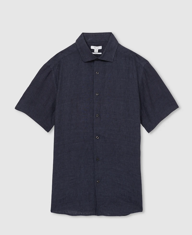 Reiss Men's Linen Short Sleeve Shirt