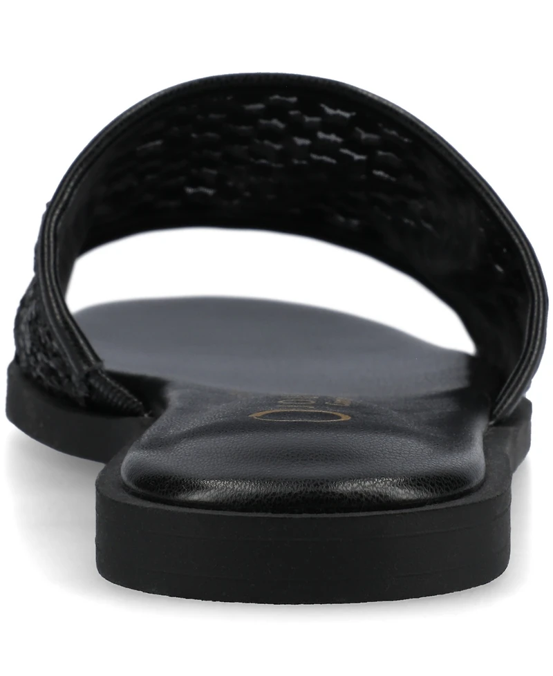 Journee Collection Womens Prisilla Comfort System Linen Slip On Flat Sandals