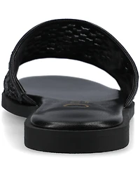 Journee Collection Womens Prisilla Comfort System Linen Slip On Flat Sandals