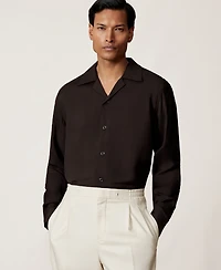 Reiss Men's Twill Piped Cuban-Collar Shirt