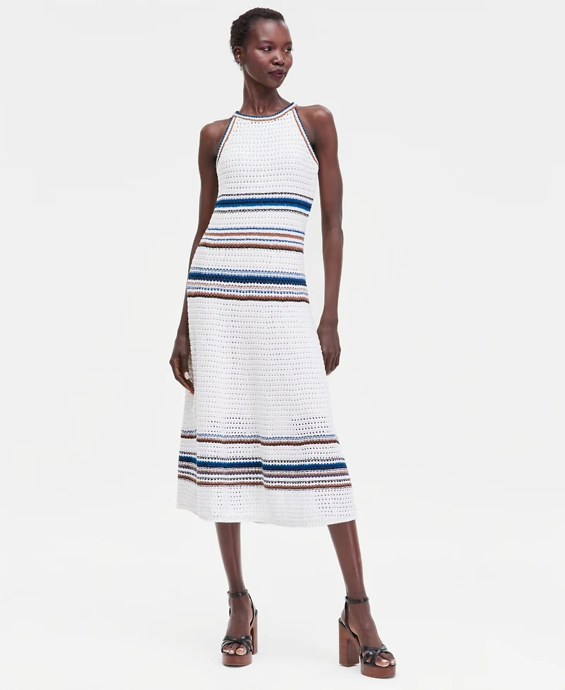 I.n.c. International Concepts Women's Sleeveless Crochet Striped Sweater Dress, Macy's Exclusive