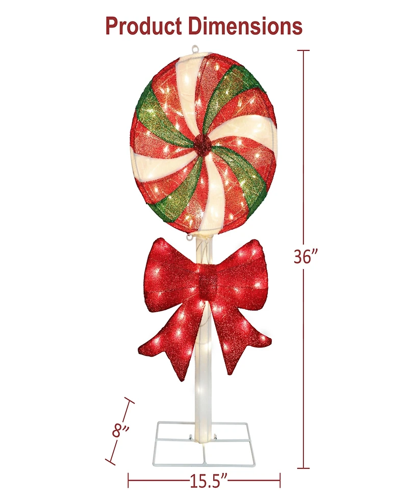 Puleo International 3' Pre-Lit Lollipop Christmas Holiday Decor