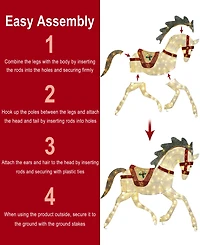 Puleo International 42" Pre-Lit Outdoor Horse Christmas Holiday Decor