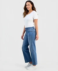 Style & Co Petite Pull-On Shaping High-Rise Wide-Leg Jeans, Macy's Exclusive
