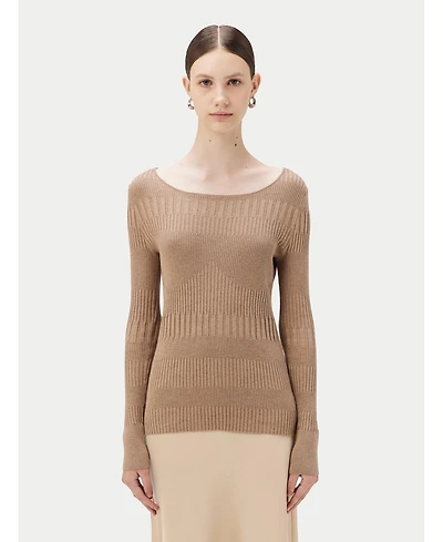 Gobi Cashmere Juniors' Ribbed Cotton Silk Cashmere Blend Sweater