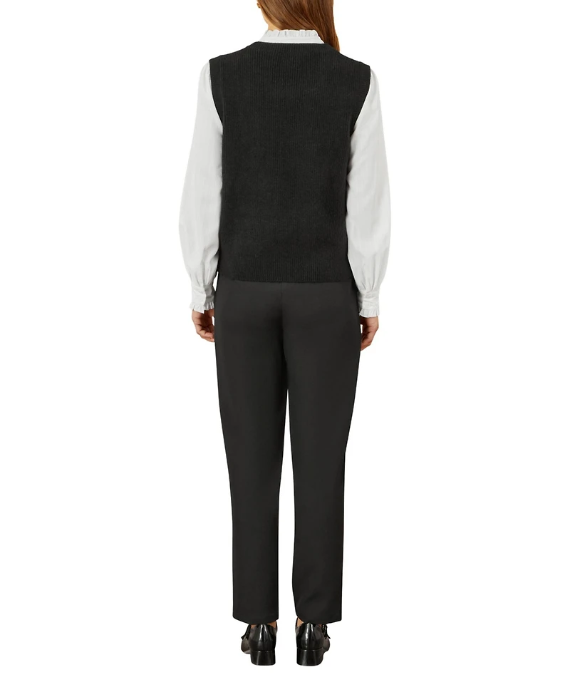 Yumi Women's Knitted Floral Sleeveless Sweater Vest