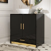 Homsee Bathroom Vanity with Marble Top, Bathroom Cabinet with 2 Doors & Drawer