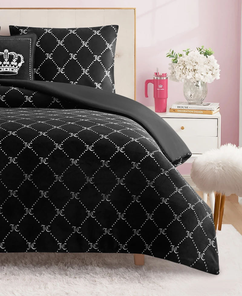 Juicy Couture Plush Reversible Trellis Link 4-Pc. Comforter Set