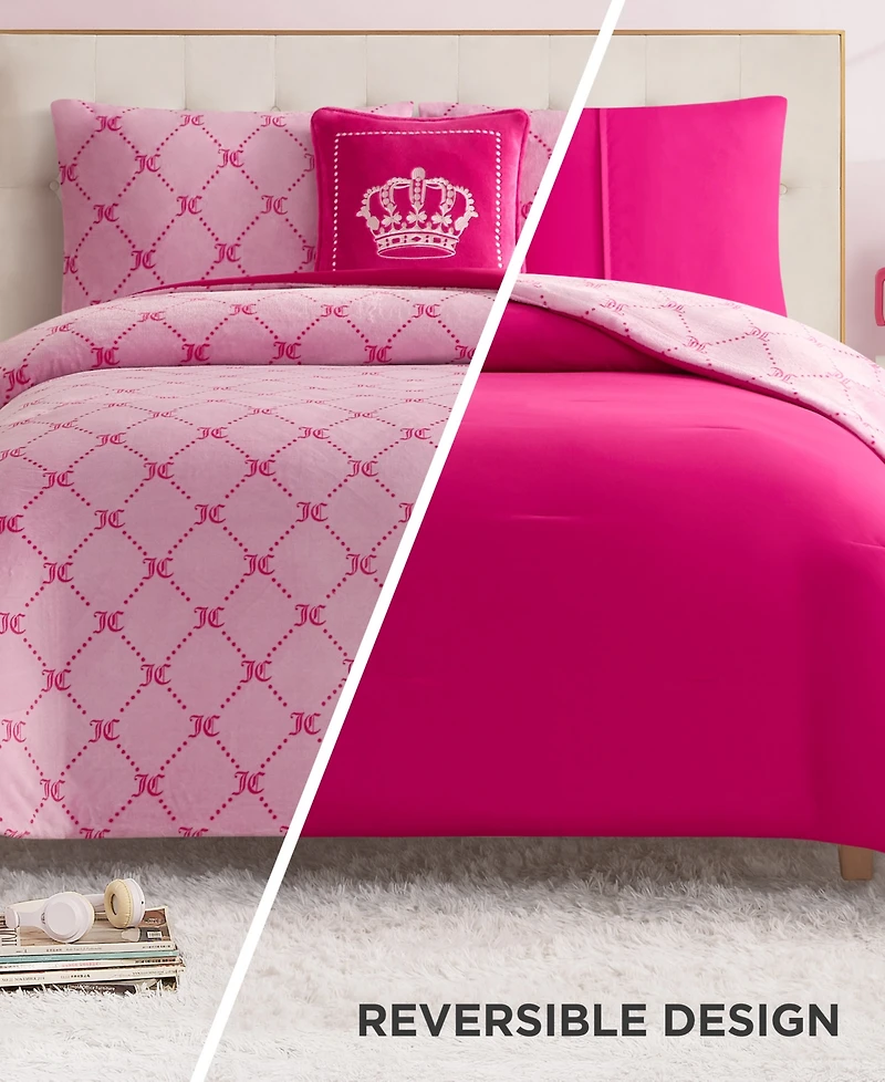 Juicy Couture Plush Reversible Trellis Link 4-Pc. Comforter Set, Full/Queen