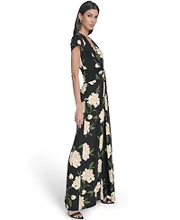 Vince Camuto Women's Printed Twist Front V-Neck Jumpsuit