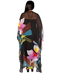 Buxom Couture Plus Floral Robe with Wrist Band