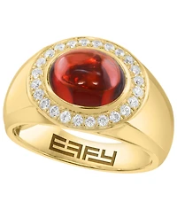 Effy Collection Men's Garnet (4-3/4 ct. t.w.) and White Zircon Ring (5/8 ct. t.w.) in Gold over sterling Silver