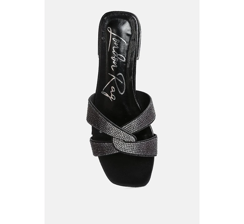 Women's Rum Cake Cross Strap Rhinestone Sandals
