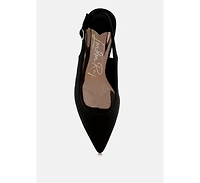 Vinca Satin Pointed Toe Slingbacks