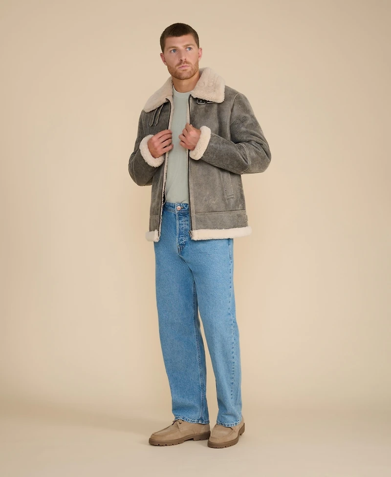 Furniq Uk Men's Aviator Jacket, Grey.