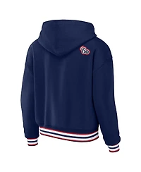 Wear by Erin Andrews Women's Navy New England Patriots Plus Lace-Up Pullover Hoodie