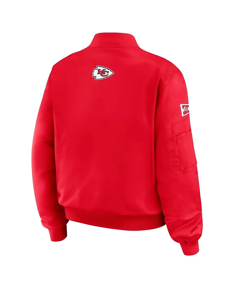 Wear by Erin Andrews Women's Red Kansas City Chiefs Patch Full-Zip Bomber Jacket