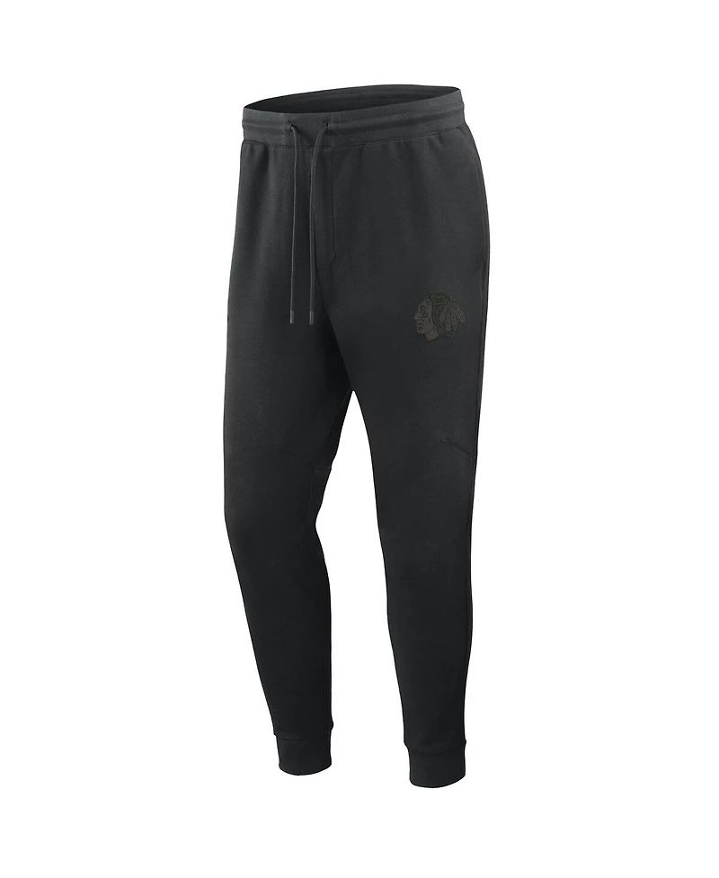 Fanatics Men's Black Chicago Blackhawks Authentic Pro Road Tri-Blend Joggers