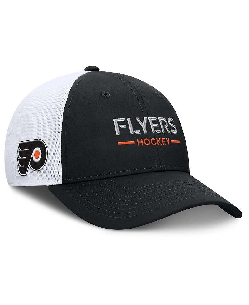 Fanatics Men's Black/White Philadelphia Flyers Authentic Pro Rink Lockup Adjustable Trucker Hat