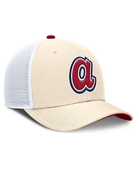 Nike Men's Natural Atlanta Braves Cooperstown Collection Dri-fit Rise Trucker Adjustable Hat