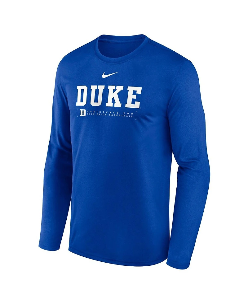 Nike Men's Royal Duke Blue Devils 2025 Courtside Basketball Shootaround Legend Dri-fit Long Sleeve T-Shirt