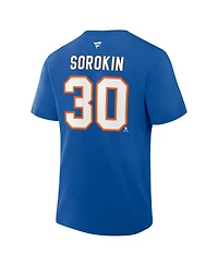 Fanatics Men's Ilya Sorokin Royal New York Islanders Authentic Stack Name Number T-Shirt