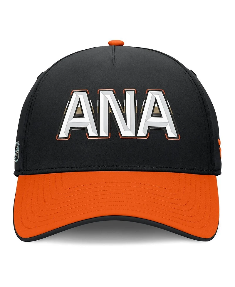 Fanatics Men's Black/Orange Anaheim Ducks Authentic Pro Rink Team Code Flex Hat