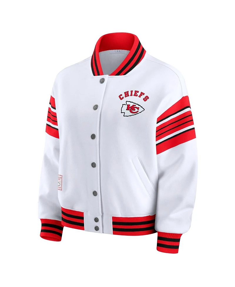 Wear by Erin Andrews Women's White Kansas City Chiefs Plus Full-Snap Fleece Sweatshirt Jacket
