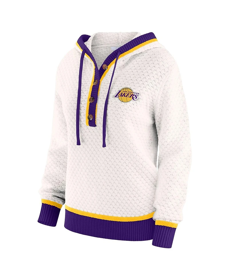 Wear by Erin Andrews Women's Cream Los Angeles Lakers Plus Hoodie Sweater