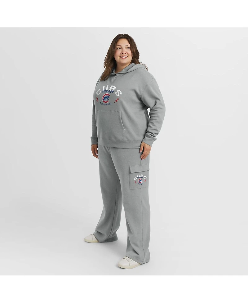 Wear by Erin Andrews Women's 2-Piece Gray Chicago Cubs Plus Waffle-Knit Long-Sleeve Hoodie and Lounge Pant Set