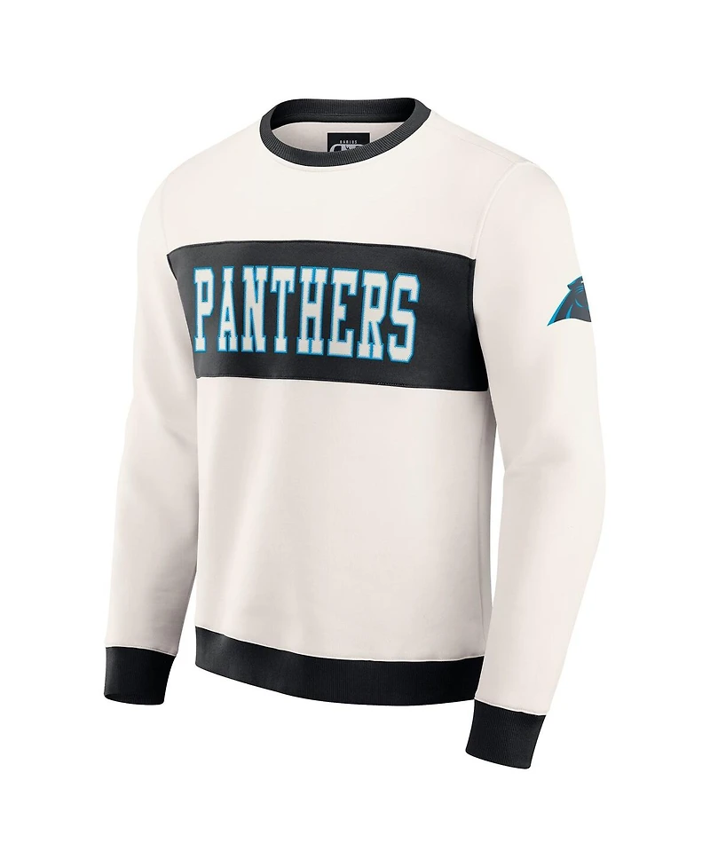 Darius Rucker Collection by Fanatics Men's Cream Carolina Panthers Color Block Pullover Sweatshirt