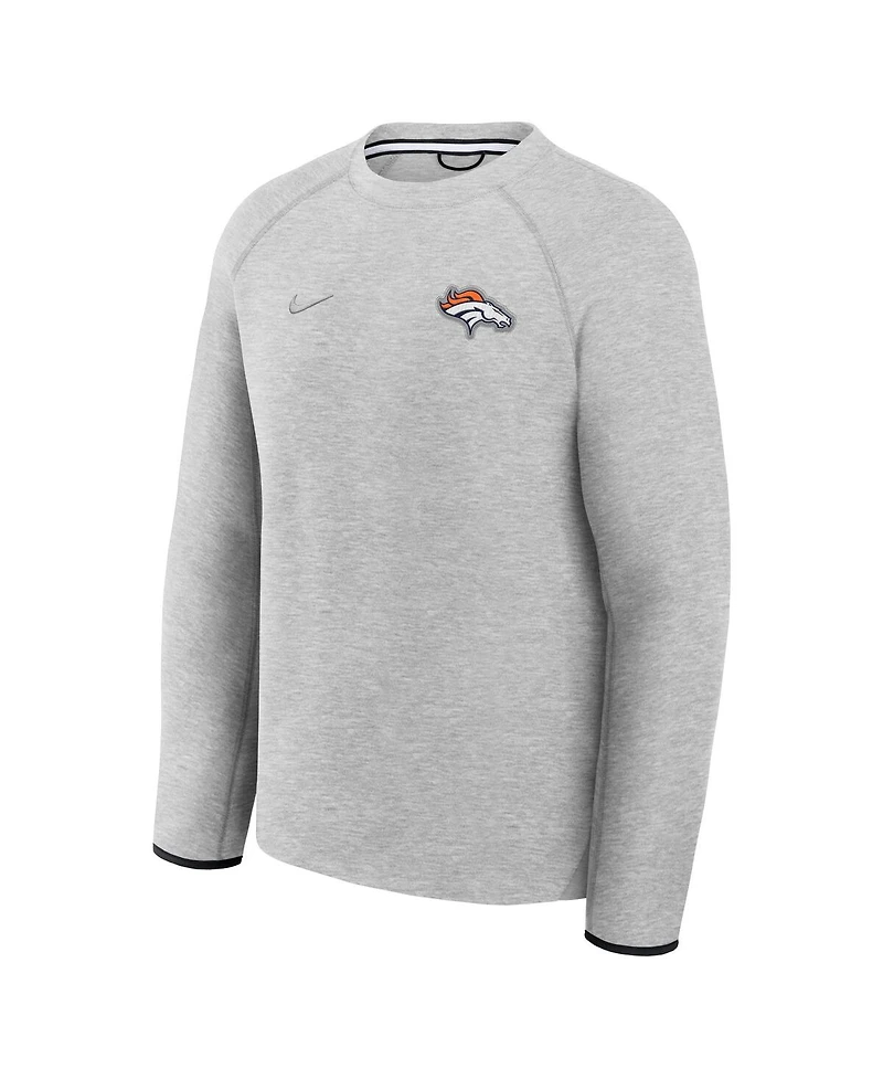 Nike Men's Heather Gray Denver Broncos Tech Fleece Raglan Sweatshirt