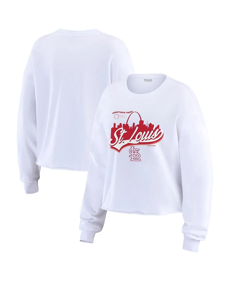 Wear by Erin Andrews Women's White St. Louis Cardinals Domestic Postcard Long Sleeve T-Shirt