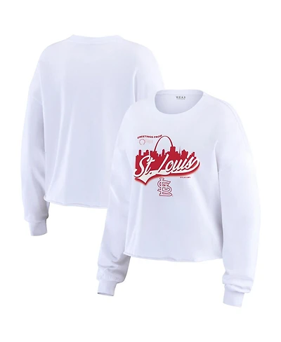 Wear by Erin Andrews Women's White St. Louis Cardinals Domestic Postcard Long Sleeve T-Shirt