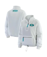 Wear by Erin Andrews Women's White Miami Dolphins Polar Fleece Half-Zip Jacket