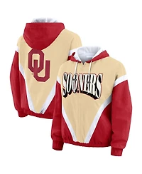 Wear by Erin Andrews Women's Gold/Crimson Oklahoma Sooners Color Block Full-Zip Hoodie Windbreaker Jacket